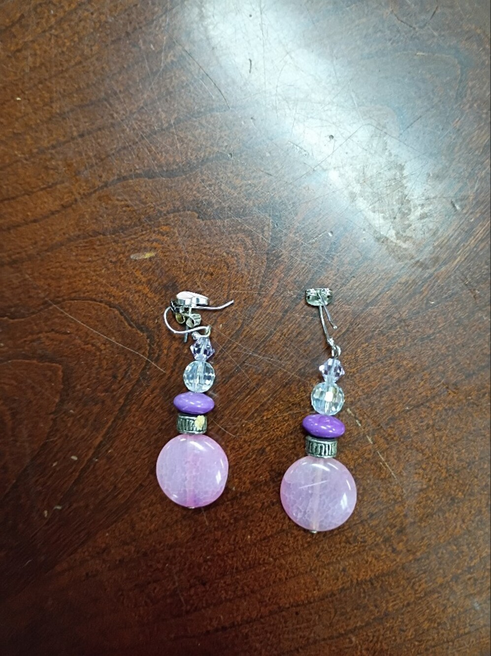 Purple Beaded Drop Earrings - Women Jewelry